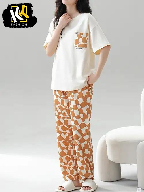 White and Brown PJ SUIT