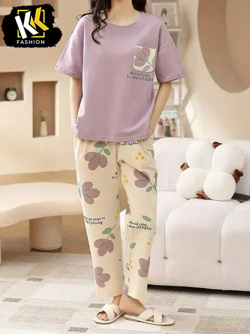 Purple Floral PJ SUIT