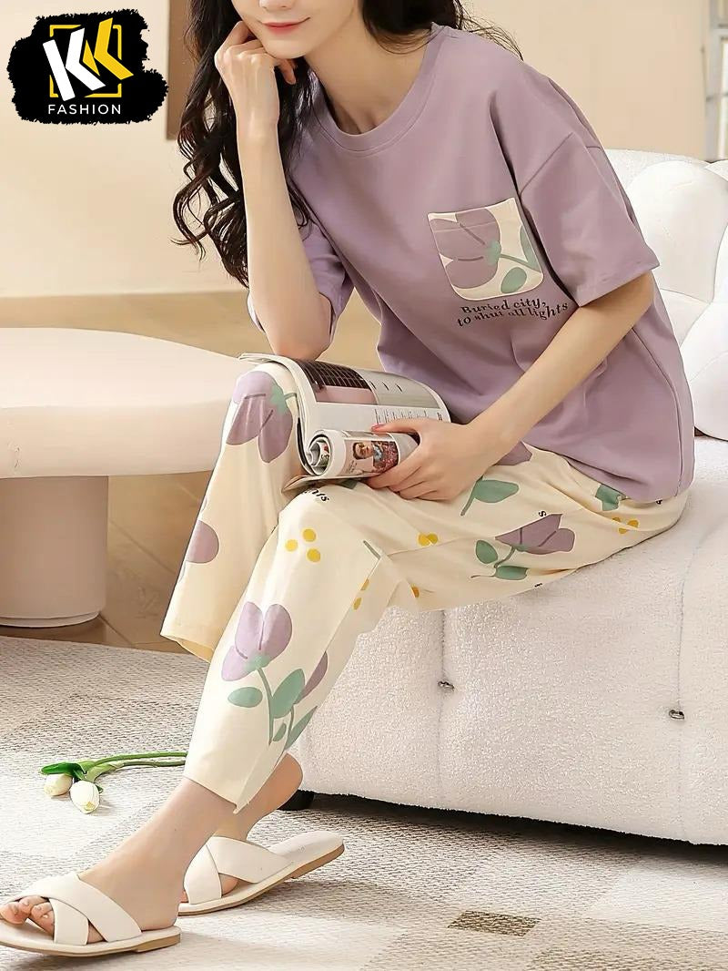 Purple Floral PJ SUIT