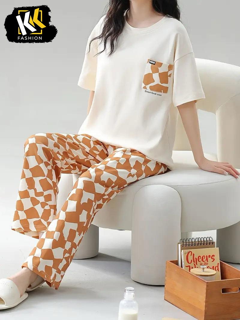 White and Brown PJ SUIT