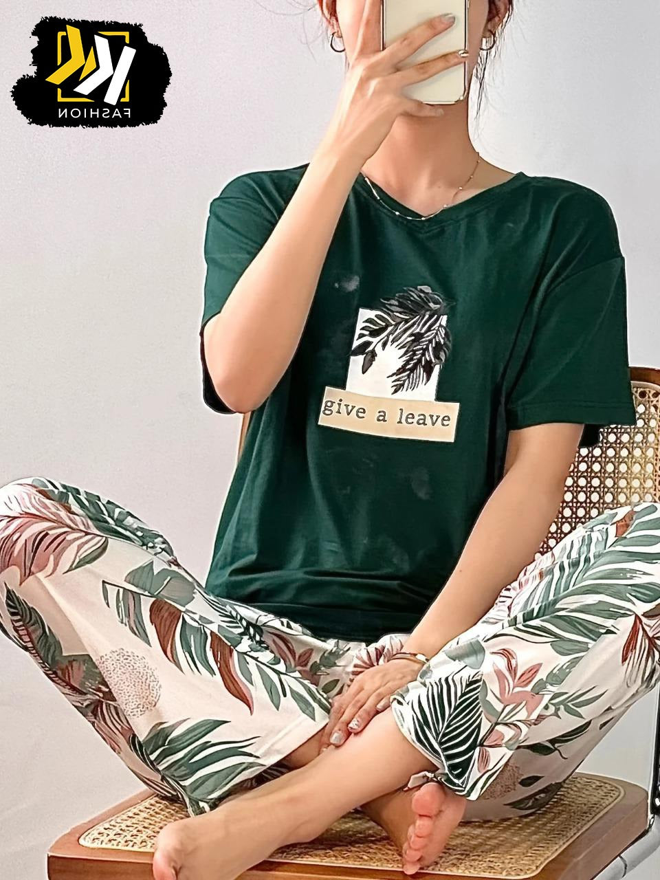 Green Floral PJ SUIT