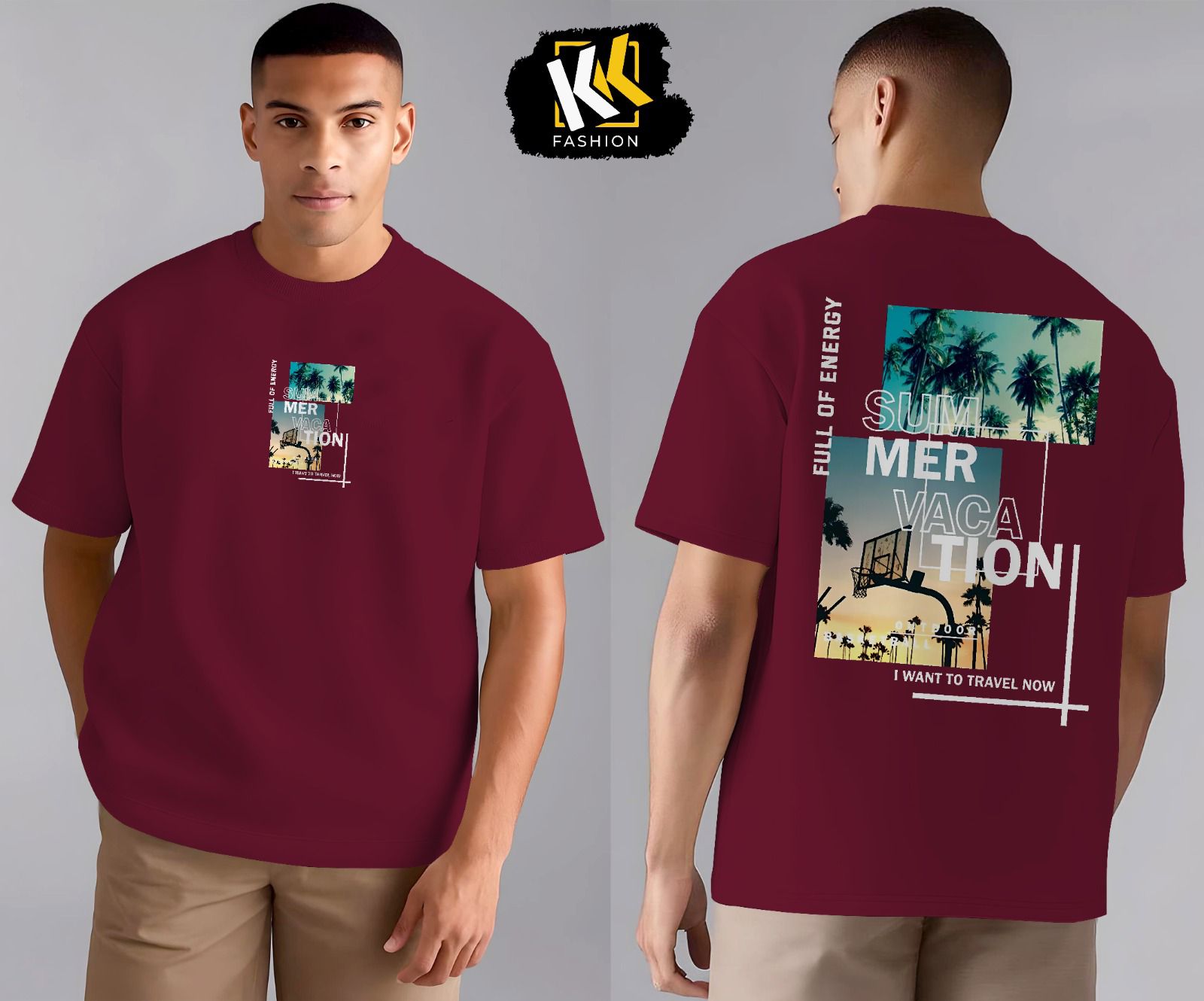 Maroon Drop Shoulder Printed Shirt