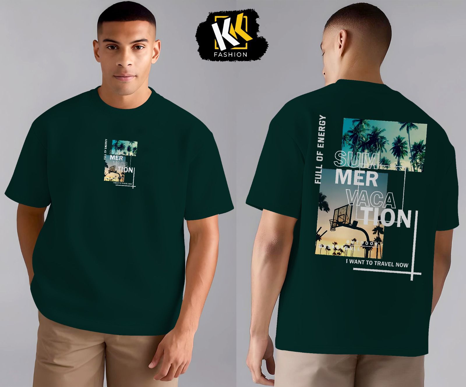 Green Drop Shoulder Printed Shirt