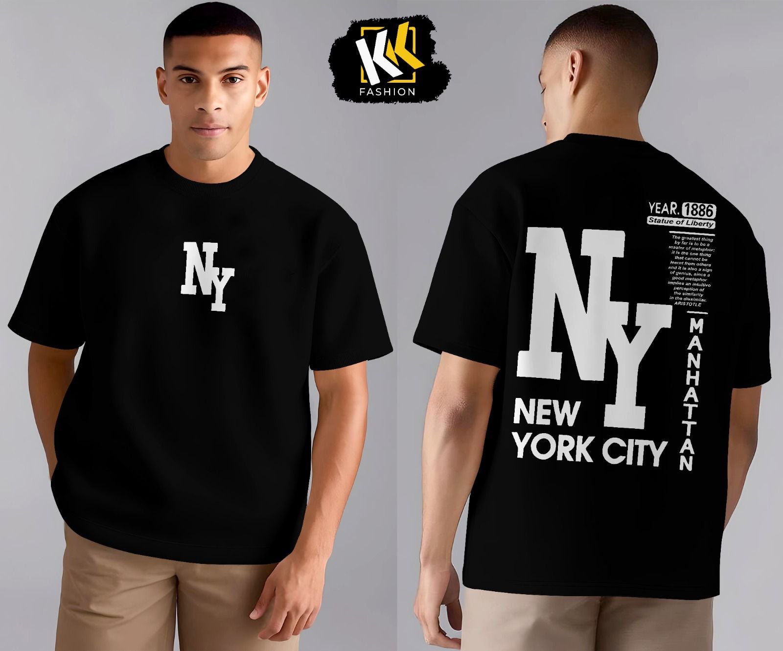 Black NY Drop Shoulder Printed Shirt