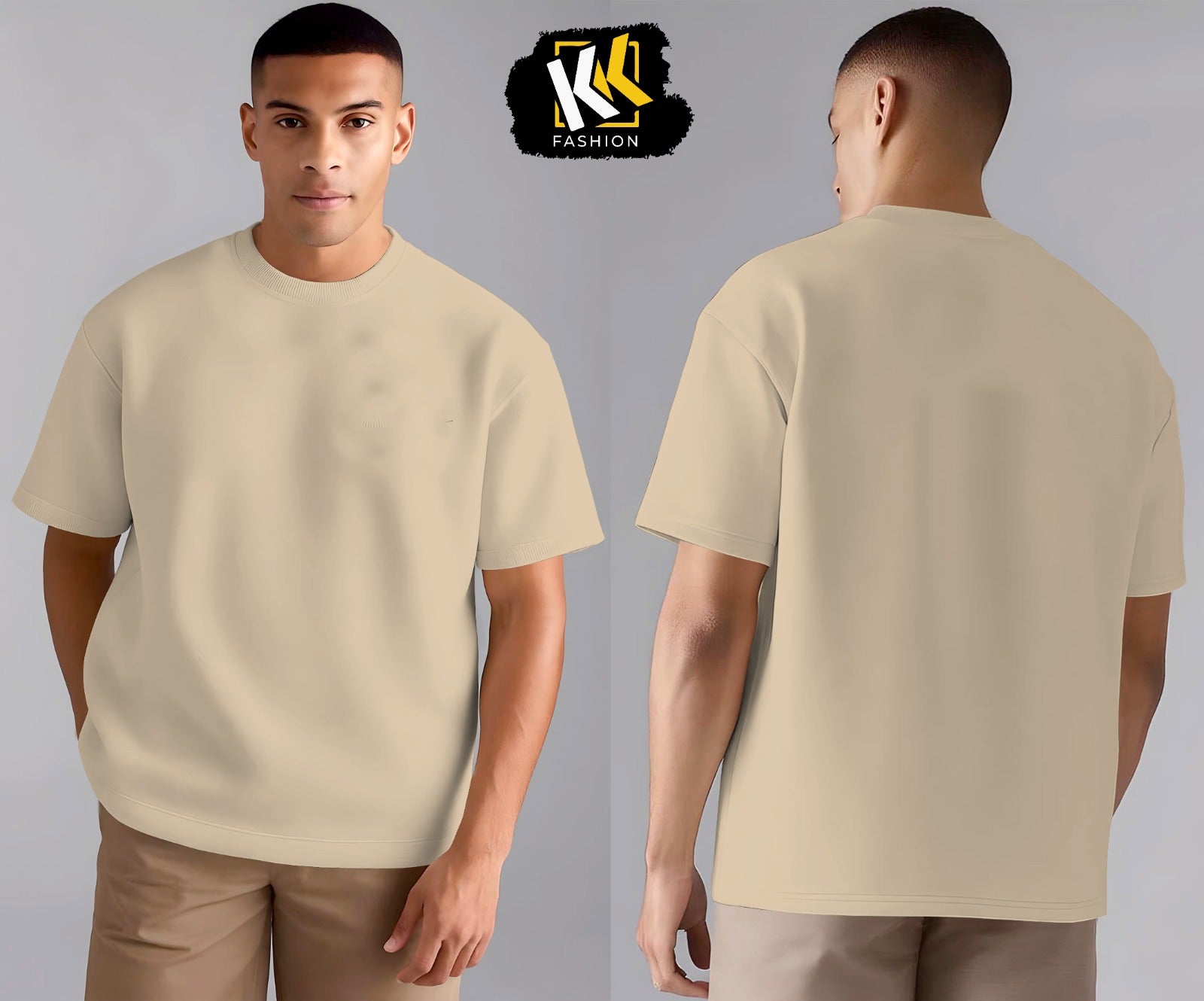 Beige Drop Shoulder Plain Shirts