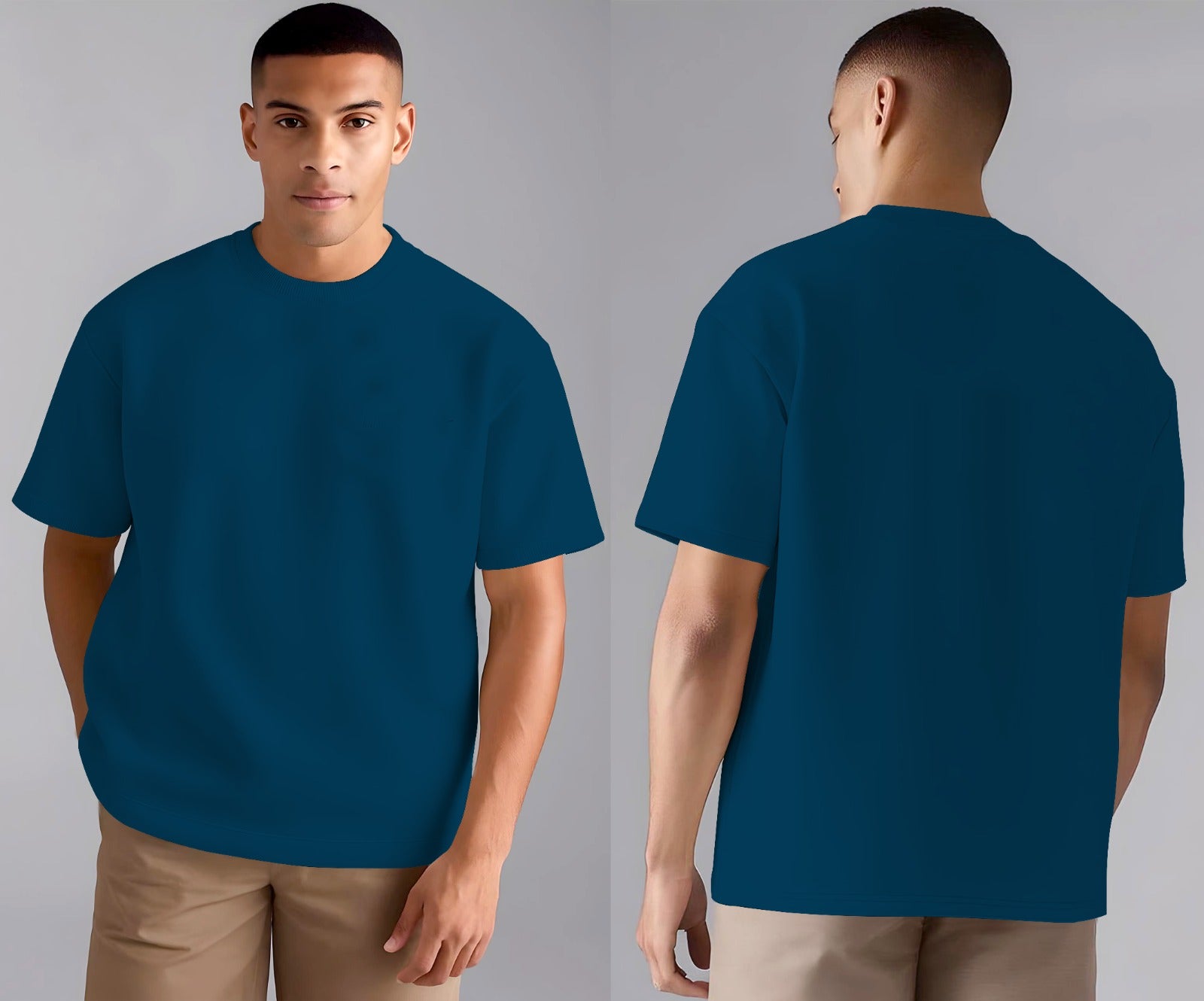Blue Drop Shoulder Plain Shirts