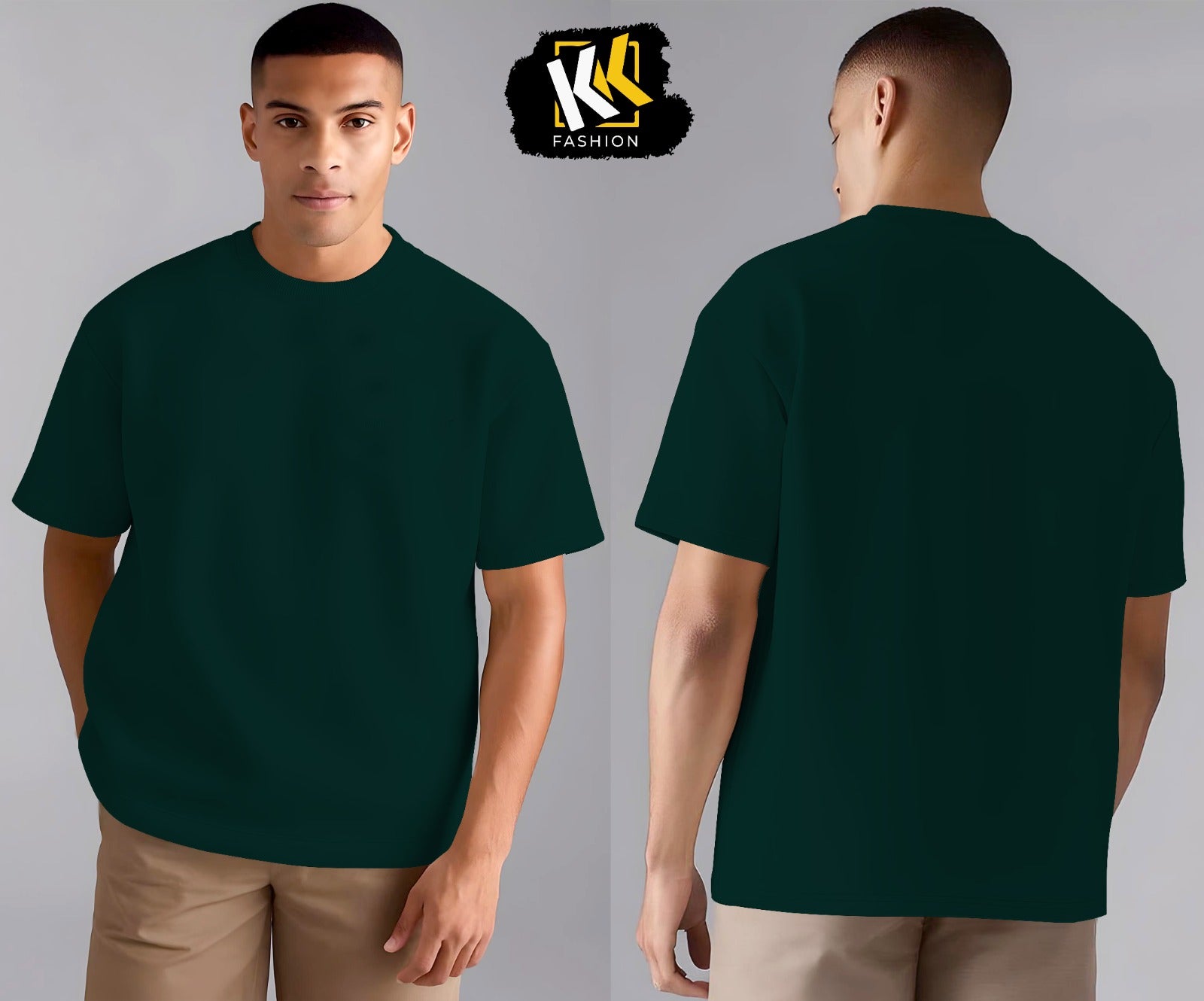 Dark Green Drop Shoulder Plain Shirt