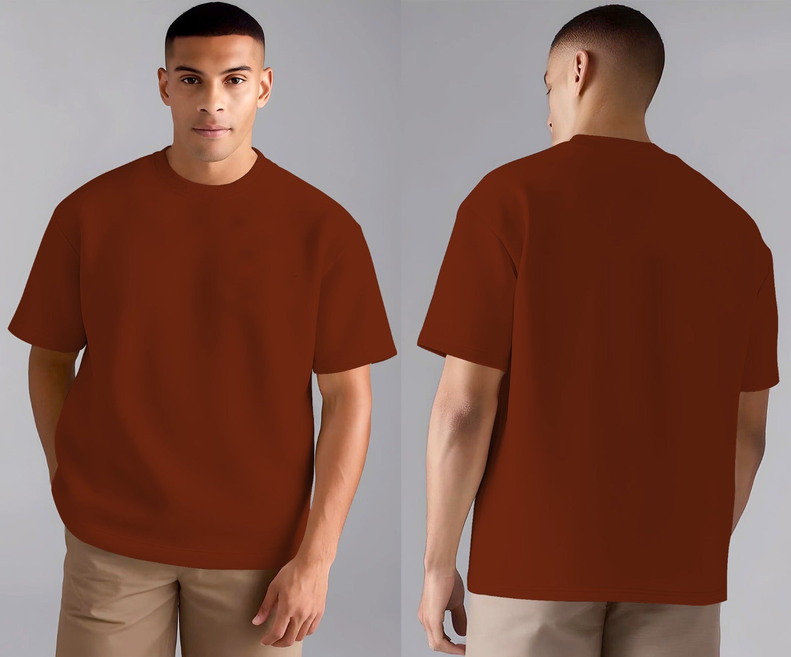 Brown Drop Shoulder Plain Shirt
