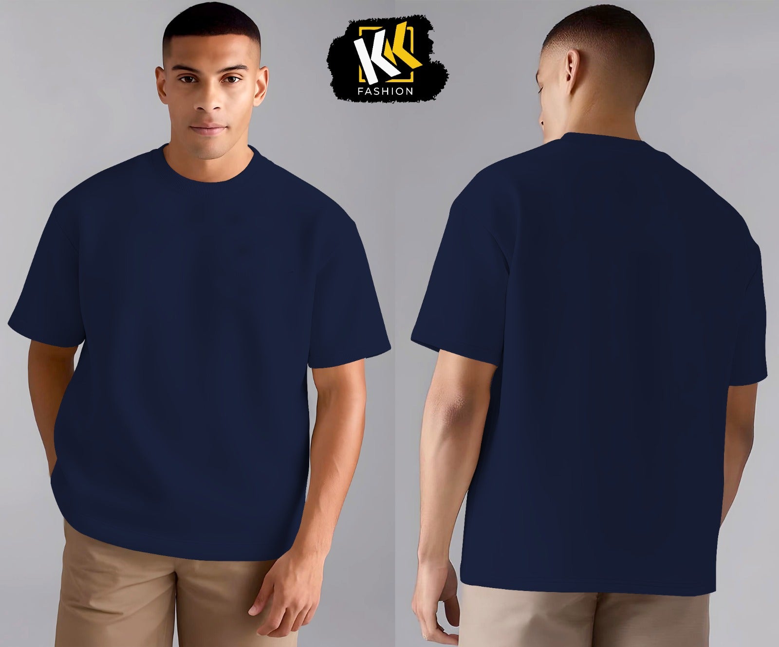 Navy Blue Drop Shoulder Plain Shirt